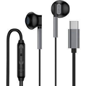 USB C Headphones for Samsung Galaxy A16 5G A56 S25 Ultra S24 FE A54 S23 Plus A15 S22+ S21,iPhone 16/16 Plus/16 Pro Max/15 Pro Max Plus,Android Type C Wired Microphone Earbuds Earphones for Pixel 9 8 7