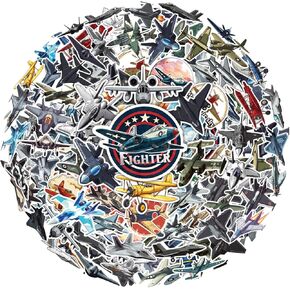 100pcs Fighter Plane Stickers - Military Aircraft Sticker Waterproof Decals for Water Bottles Laptop Luggage Computer Scrapbooking Teens Adults Girls Funny Party Birthday Decorations