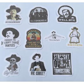 10 PCS I Have Not Yet Begun to Defile Myself, are We Cross, You're A Daisy If You Do, I'm in My Prime, Doc Holliday, Wyatt EARP, Forgive Me If I Don’t Shake Hands, Well Bye Sticker 3 Inch