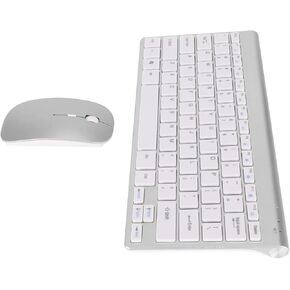 Smart Keyboard Mouse Kit Silent LED Indicator Power Saving Keyboard Mouse Set Office (Silver)