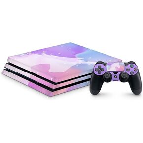 متوافق مع PS4 Pro Skin for Console ووحدات التحكم بواسطة Zoomhitskins ، Unicorn Magic Dust Pink Blue Cloud Fantasy لطيف ، متين ، مصنوع في الولايات المتحدة الأمريكية