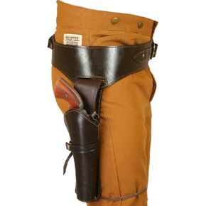 Western Leather Gun Holster with Belt for .44/.45 Cal Revolvers – Fits 4" to 6.5" Barrel – Handmade – Chocolate Brown or Black-Compatible with Heritage Rough Rider- Colt SAA Peacemaker- Uberti