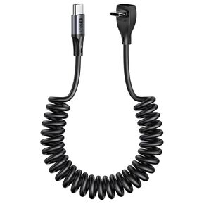 SUNGUY Right Angle Coiled USB C Cable [1FT-2.6FT], 60W USB C to USB C Cable for Android Auto, Carplay, iPhone16/15 Pro Max Plus, Tesla Model Y, Galaxy S25 S24 S23, Google Pixel