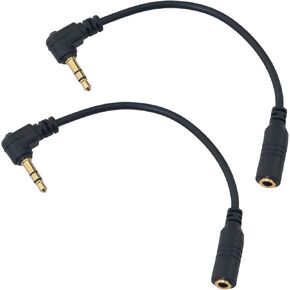 2PCS Cell Phone Microphone to Computer DSLR Cable Four Pole to Three Pole Plug Cable Right Angle Audio Conversion Cable for 3.5mm Jack Devices Headphones Tablet PC Smartphone PC DVD