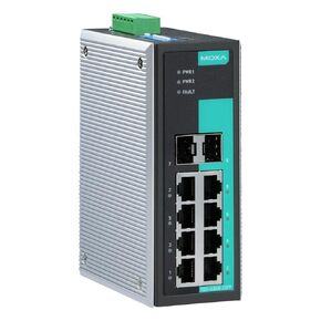 MOXA EDS-G308-2SFP-T 8-Port Unmanaged Full Gigabit Ethernet Switch with 6 x 10/100/1000BaseTX Ports and 2 x 10/100/1000BaseTX or 1000BaseSFP Slot Combo Ports, -40 to 75°C