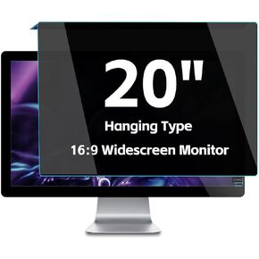 2-Pack Hanging Type 20 Inch Privacy Screen for Computer Monitor, Eye Protection Blocking Blue Light Glare Monitor Privacy Screen Shield, Data Security Protector Panel, 16:9 Widescreen Monitor