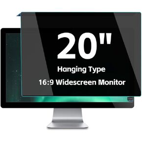 (2-Pack Hanging 20 Inch Computer Privacy Screen Protector for 16:9 Widescreen Monitor, Anti-Spy Data Security Monitor Privacy Screen Shield, Anti-Blue Light Glare Eye Protection