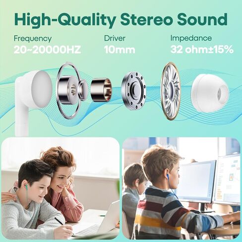 30 Pack Kids Earbuds Bulk for Classroom School Students Children Toddler Teens Boys Girls,Individually Bagged(HTC003,Mixed Colors) in Kuwait
