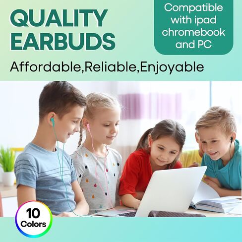 30 Pack Kids Earbuds Bulk for Classroom School Students Children Toddler Teens Boys Girls,Individually Bagged(HTC003,Mixed Colors) in Kuwait