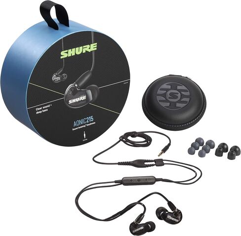 Shure Aonic 215 Wired Sound Isolating Earbuds, Black & RMCE-UNI Universal Communication Cable for Detachable SE Earphones in Saudi Arabia