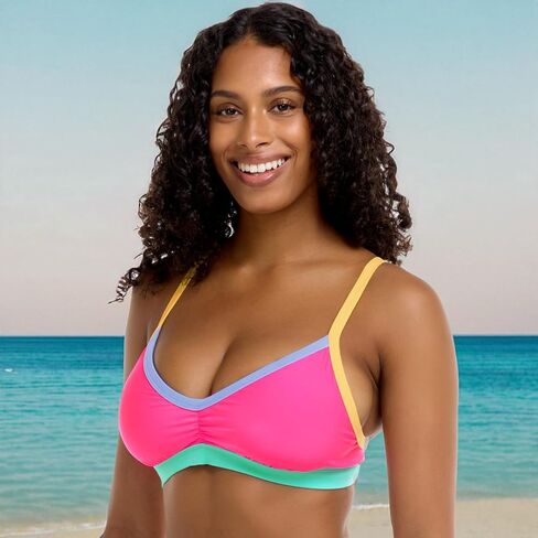 Body Glove Women's Standard Drew D, DD, E, F Cup Bikini Top Swimsuit with Adjustable 2-Way Back Detail, Bubble Gum Colorblock in Saudi Arabia