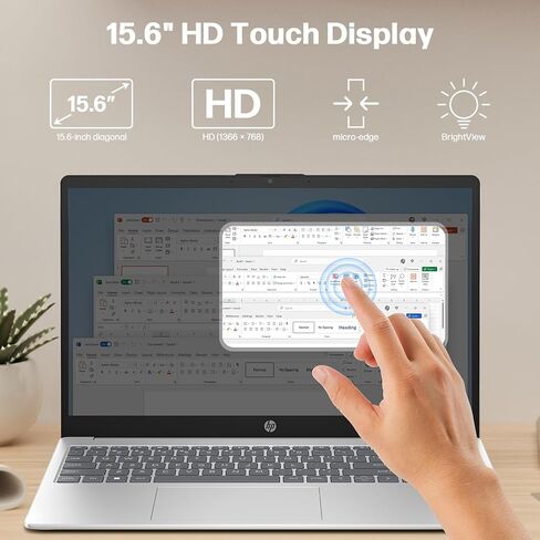 HP 2025 NEW 15.6 "HD Touchscreen Laptop ، Intel I3-1315U ، 32GB RAM ، 1TB SSD + 256GB SSD ، AI COPILOT ، Office LifeTime ، حزمة مع محطة الإرساء و HDMI ، للأعمال والطالب ، Windows 11 Pro in Kuwait