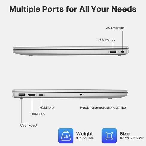 HP 2025 NEW 15.6 "HD Touchscreen Laptop ، Intel I3-1315U ، 32GB RAM ، 1TB SSD + 256GB SSD ، AI COPILOT ، Office LifeTime ، حزمة مع محطة الإرساء و HDMI ، للأعمال والطالب ، Windows 11 Pro in Kuwait