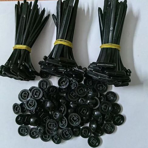 Nylon Universal Cable Tie Buckle Heavy Duty Self-Locking Zip Ties Holder with Pin & Button for Car Daily Repair (Black-100pcs) in Kuwait