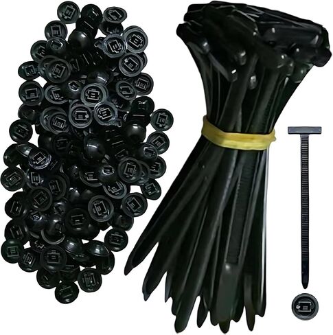Nylon Universal Cable Tie Buckle Heavy Duty Self-Locking Zip Ties Holder with Pin & Button for Car Daily Repair (Black-100pcs) in Kuwait