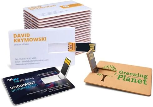 Custom Credit Card USB Flash Drive, 50 Pack Personalized USB Data Storage Device for Corporate Gifts, Bulk Order Available (128MB,with Gift Box) in Kuwait