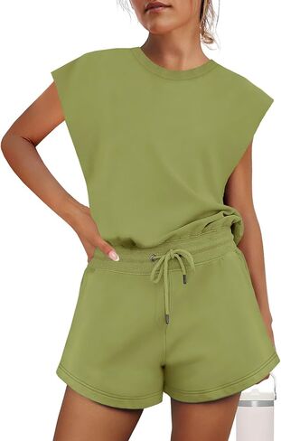 Yanekop Womens Athletic Romper Loose Crewneck Short Jumpsuit Open Back Summer One Piece Outfits with Pockets in Kuwait