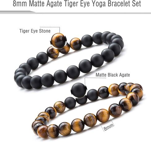 Hamoery Men Women 8mm Volcanic Stone Beads Essential Oil Couple Bracelet Elastic Natural Stone Yoga Bracelet Bangle(Set 6) in Kuwait