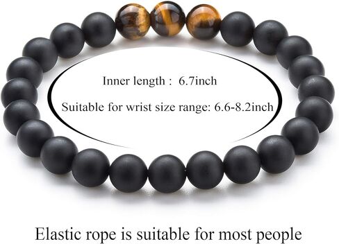 Hamoery Men Women 8mm Volcanic Stone Beads Essential Oil Couple Bracelet Elastic Natural Stone Yoga Bracelet Bangle(Set 6) in Kuwait