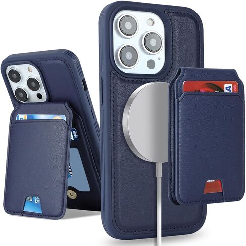 for iPhone 15 Pro case with Credit Card Holder mag Safe, for iPhone 15 Pro Phone Leather Case Wallet for Women Compatible mag Safe Wallet Detachable 2-in-1 for Men-Blue in Kuwait