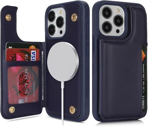 for iPhone 15 Pro case with Credit Card Holder mag Safe, for iPhone 15 Pro Phone Leather Case Wallet for Women Compatible mag Safe Wallet Detachable 2-in-1 for Men-Blue in Kuwait
