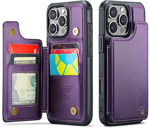 لـ iPhone 16 Pro Max Case Wallet مع حامل البطاقة ، Wallet Case for iPhone 16 Pro Max ، حظر RFID ، غلاف هاتف Retro Pu Leather Recover in Kuwait