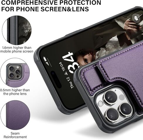 لـ iPhone 16 Pro Max Case Wallet مع حامل البطاقة ، Wallet Case for iPhone 16 Pro Max ، حظر RFID ، غلاف هاتف Retro Pu Leather Recover in Kuwait