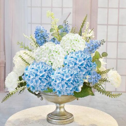 GREENTIME 13" Artificial Hydrangea Flowers Faux Hydrangea Bouquet with 7 Head 3.15" Tiny Hydrangea for Wedding Bouquet Party Home Decor DIY Baby Shower Centerpieces Tables Decoration(Green) in Kuwait