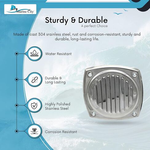 MARINE CITY 304 Grade Stainless Steel Polished Thru Vent 4 Inches for Marines – Boats – Ships – Yachts – Kayaks (Pack of 1) in Saudi Arabia