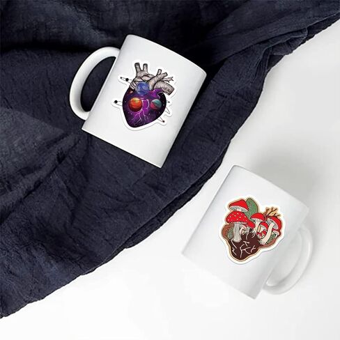 Anatomical Heart Artistic Stickers |50Pcs Human Body Cardiac Organ Decals for Water Bottles Bicycle Laptop Refrigerator Luggage Computer Mobile Phone Skateboard Bike Decor (Heart) in Saudi Arabia
