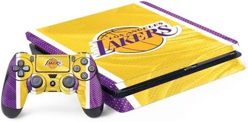 Skinit Decal Gaming Skin Compatible with PS4 Slim Bundle - Officially Licensed NBA Los Angeles Lakers Canvas Design in Saudi Arabia