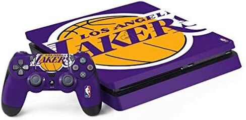 Skinit Decal Gaming Skin Compatible with PS4 Slim Bundle - Officially Licensed NBA Los Angeles Lakers Canvas Design in Saudi Arabia