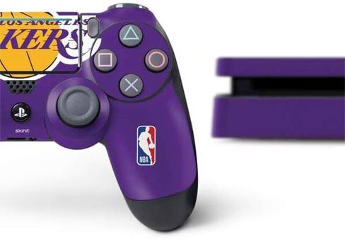 Skinit Decal Gaming Skin Compatible with PS4 Slim Bundle - Officially Licensed NBA Los Angeles Lakers Canvas Design in Saudi Arabia