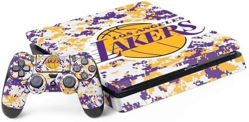 Skinit Decal Gaming Skin Compatible with PS4 Slim Bundle - Officially Licensed NBA Los Angeles Lakers Canvas Design in Saudi Arabia