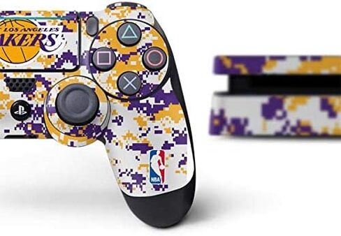 Skinit Decal Gaming Skin Compatible with PS4 Slim Bundle - Officially Licensed NBA Los Angeles Lakers Canvas Design in Saudi Arabia