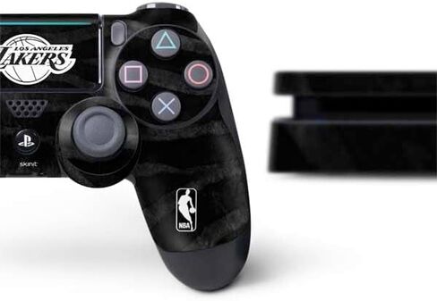 Skinit Decal Gaming Skin Compatible with PS4 Slim Bundle - Officially Licensed NBA Los Angeles Lakers Canvas Design in Saudi Arabia