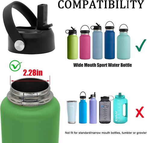 Straw Lid for Hydro Flask Wide Mouth Water Bottles, Top Lids with Straw for Hydroflask 32 40 oz, Replacement Straw Cap for HydroFlask Accessories with Flexible Handle in Saudi Arabia
