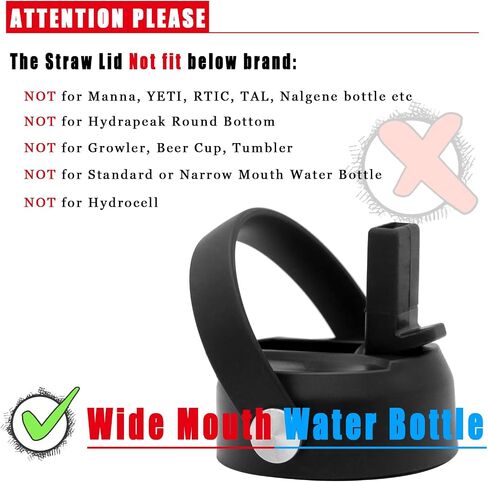 Straw Lid for Hydro Flask Wide Mouth Water Bottles, Top Lids with Straw for Hydroflask 32 40 oz, Replacement Straw Cap for HydroFlask Accessories with Flexible Handle in Saudi Arabia