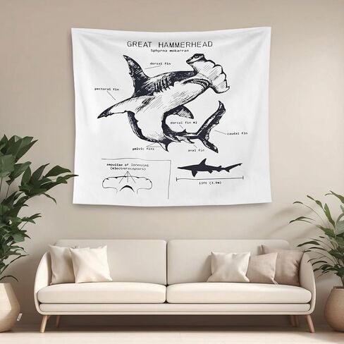 QGFM Shark Tapestry, Shark Wall Decor, Anatomy of a Shark Educational Tapestry Wall Hanging for Classroom Kids Room Bedroom Playroom Decor, Marine Biology Decor, Ocean Classroom Decor, 50x60 Inches in Saudi Arabia