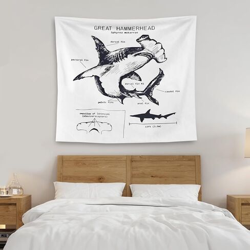 QGFM Shark Tapestry, Shark Wall Decor, Anatomy of a Shark Educational Tapestry Wall Hanging for Classroom Kids Room Bedroom Playroom Decor, Marine Biology Decor, Ocean Classroom Decor, 50x60 Inches in Saudi Arabia