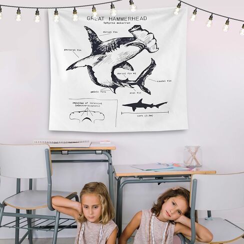 QGFM Shark Tapestry, Shark Wall Decor, Anatomy of a Shark Educational Tapestry Wall Hanging for Classroom Kids Room Bedroom Playroom Decor, Marine Biology Decor, Ocean Classroom Decor, 50x60 Inches in Saudi Arabia