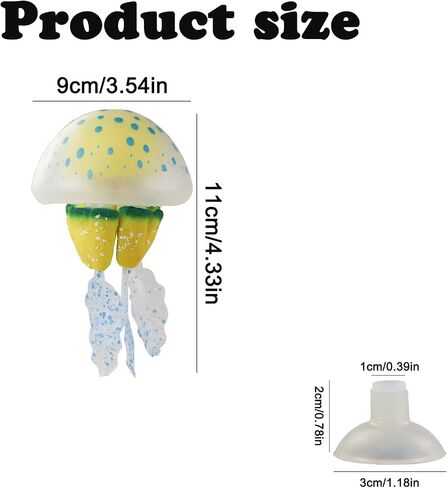 WishLotus Aquarium Jellyfish Decoration, Soft Silicone Glowing Aquarium Decorations Fluorescent Jellyfish with Suction Cup New Upgraded Simulation Aquarium Decor for Various Fish Tank (A, Purple) in Kuwait