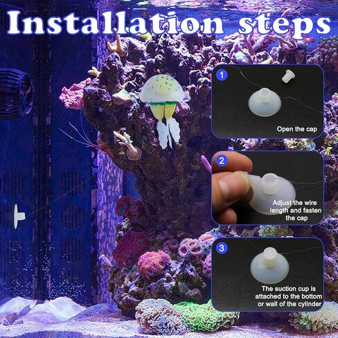 WishLotus Aquarium Jellyfish Decoration, Soft Silicone Glowing Aquarium Decorations Fluorescent Jellyfish with Suction Cup New Upgraded Simulation Aquarium Decor for Various Fish Tank (A, Purple) in Kuwait