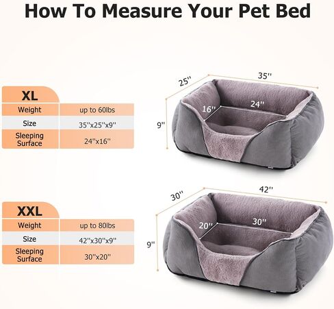 MIXJOY XL Dog Beds for Extra Large Dogs, XLarge Dog Bed Washable, Big Dog Bed, Orthopedic Calming Pet Beds, Soft Sleeping Puppy Sofa Bed with Anti-Slip Bottom (42x30in, Brown) in Kuwait