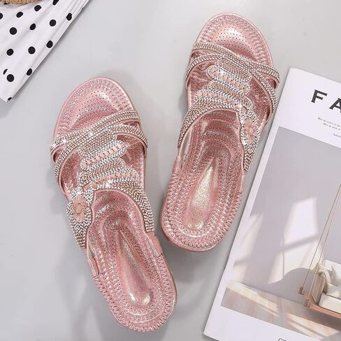 HNGHOU Women's Summer Sandals Casual Comfortable Beach Bohemian Flat Sandal Shoes (Silver, US 8) in Saudi Arabia