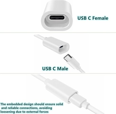 3.3 قدم تمديد كابل USB-C ، النوع C من الذكور إلى الإناث من الحبل الإناث للكاميرا الداخلية لعموم (2024 إصدار) ، شاحن Magsafe ، متوافق مع iPhone 16/15 White (3.3 قدم) in Kuwait