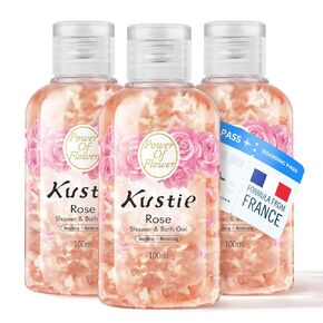 Kustie Brighten أزهار الكرز حجم سفر غسل جسم - عينة العطر هلام دش مع Squalane و hyaluronic إلى مضادات الأكسدة ، Hydrate Skin 丨 Sakura & niacinamide ad 丨 paraben ، phthalate free 丨 3.38 fl oz x 3