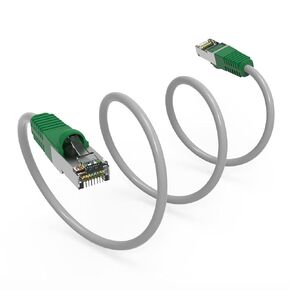 50Ft Cat.5E Shielded Crossover Cable Gray Wire/Green Boot