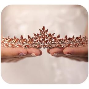 Wekicici Rhinestone Blue Crystal Leaves Tiara Queen Princess Crown for Women Wedding Headband Costume Accessories for Pageants Wedding Prom Birthday in Kuwait