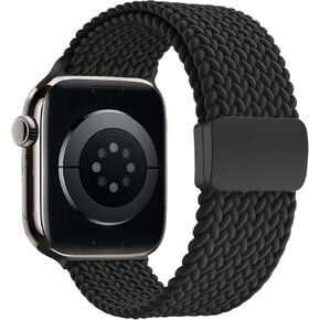 Braided Stretchy Band Compatible with Apple Watch Band 38mm 40mm 41mm 42mm 44mm 45mm 46mm 49mm Women Men, Adjustable Nylon Elastic Magnetic Clasp Strap for iWatch Series 10 9 8 7 6 5 4 3 2 1 SE Ultra